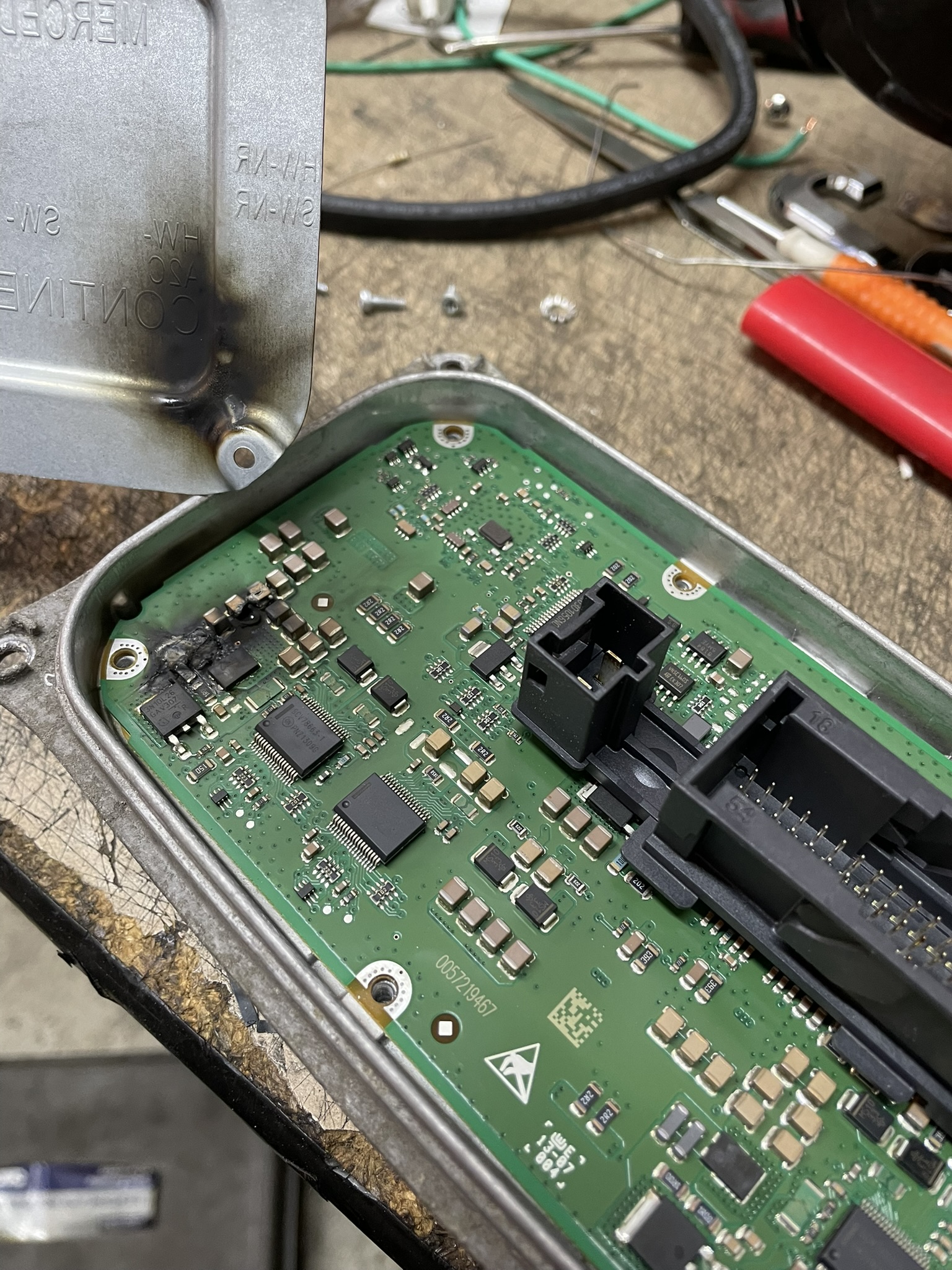 An electronic module failure found during diagnosis